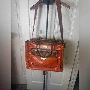 Samantha Brown Women's Orange and Brown Croc-Texture Tote Bag Carryon